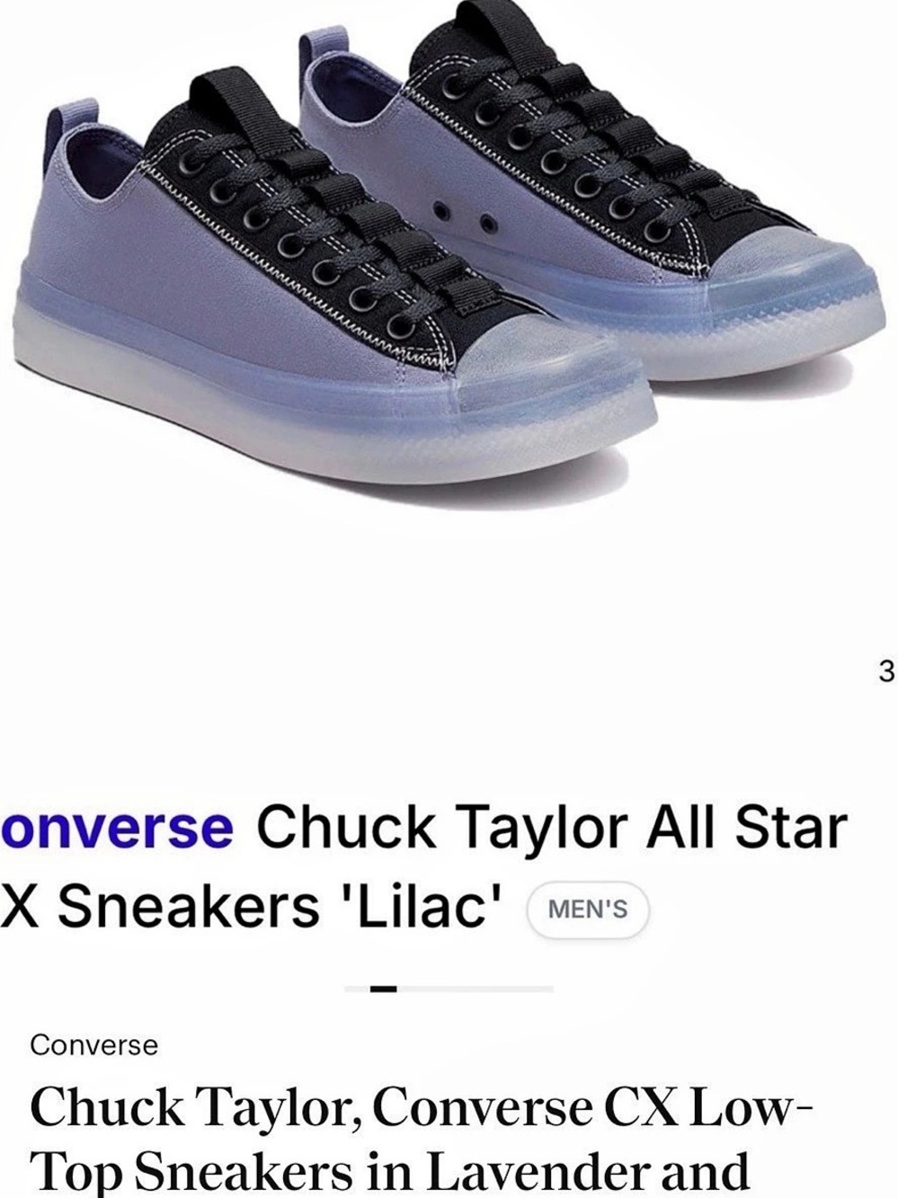 Converse Chuck Taylor All Star CX Low-Top Sneakers in Purple & Black US 12